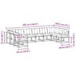 vidaXL Záhradná súprava gaučov s vankúšom 10 pcs Prírodná a krémová – Obrázok 8