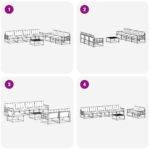vidaXL Záhradná súprava gaučov s vankúšom 8 pcs Prírodná a čierna – Obrázok 8