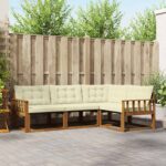 vidaXL Záhradná súprava gaučov s vankúšom 4 pcs Prírodná a krémová
