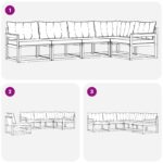 vidaXL Záhradná súprava gaučov s vankúšom 5 pcs Prírodná a krémová – Obrázok 8
