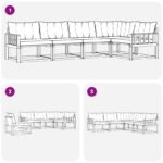 vidaXL Záhradná súprava gaučov s vankúšom 5 pcs Prírodná a béžová – Obrázok 8