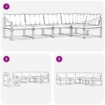 vidaXL Záhradná súprava gaučov s vankúšom 5 pcs Prírodná a béžová – Obrázok 8