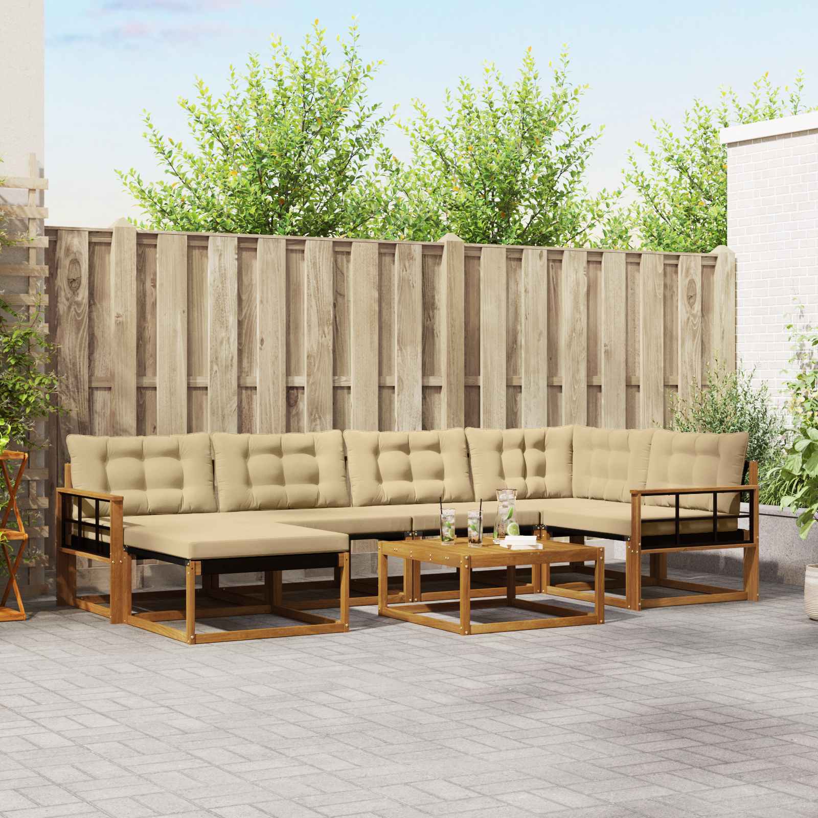 3369656_1.jpg vidaXL Záhradná súprava gaučov s vankúšom 19 pcs Prírodná a béžová – Obrázok 1