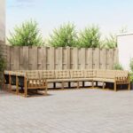 vidaXL Záhradná súprava gaučov s vankúšom 10 pcs Prírodná a béžová