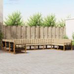 vidaXL Záhradná súprava gaučov s vankúšom 10 pcs Prírodná a béžová