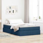 vidaXL Postel s úložným prostorem a matrací Modrá 120 x 190 cm