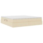 vidaXL Postel s úložným prostorem a matrací Krémová 200 x 200 cm – Obrázok 10