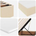 vidaXL Postel s úložným prostorem a matrací Krémová 200 x 200 cm – Obrázok 11