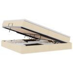 vidaXL Postel s úložným prostorem a matrací Krémová 200 x 200 cm – Obrázok 2