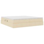 vidaXL Postel s úložným prostorem a matrací Krémová 200 x 200 cm – Obrázok 5