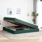 vidaXL Postel s úložným prostorem a matrací Tmavozelená 200 x 200 cm – Obrázok 5