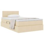 vidaXL Postel s úložným prostorem a matrací Krémová 120 x 190 cm – Obrázok 3