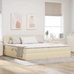 vidaXL Postel s úložným prostorem a matrací Krémová 200 x 200 cm