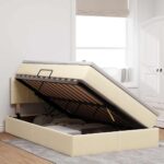 vidaXL Postel s úložným prostorem a matrací Krémová 120 x 190 cm – Obrázok 4