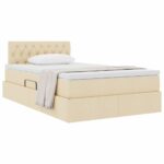 vidaXL Postel s úložným prostorem a matrací Krémová 120 x 190 cm – Obrázok 3