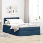 vidaXL Postel s úložným prostorem a matrací Modrá 120 x 190 cm