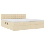 vidaXL Postel s úložným prostorem a matrací Krémová 200 x 200 cm – Obrázok 5