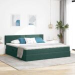 vidaXL Úložná posteľ s matracmi Tmavozelená 200 x 200 cm Zamat