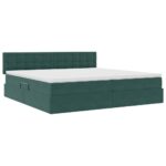 vidaXL Úložná posteľ s matracmi Tmavozelená 200 x 200 cm Zamat – Obrázok 5
