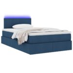 vidaXL LED úložná posteľ s matracom Modrá 120 x 190 cm Látka – Obrázok 3