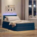 vidaXL LED úložná posteľ s matracom Modrá 120 x 190 cm Látka – Obrázok 5