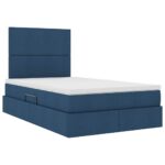 vidaXL Postel s úložným prostorem a matrací Modrá 120 x 190 cm látka – Obrázok 5