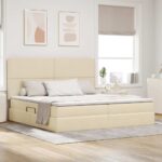 vidaXL Postel s úložným prostorem a matrací Krémová 200 x 200 cm
