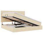 vidaXL Postel s úložným prostorem a matrací Krémová 200 x 200 cm – Obrázok 2