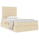 vidaXL Postel s úložným prostorem a matrací Krémová 120 x 190 cm látka – Obrázok 3
