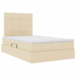 vidaXL Postel s úložným prostorem a matrací Krémová 120 x 190 cm látka – Obrázok 5