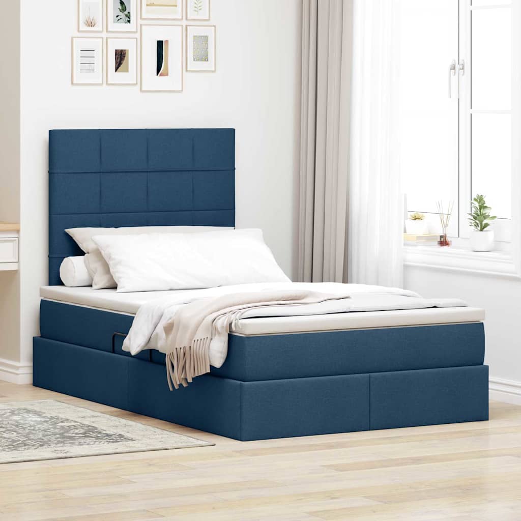 3371771_1.jpg vidaXL Postel s úložným prostorem a matrací Modrá 120 x 190 cm látka – Obrázok 1