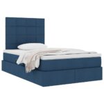 vidaXL Postel s úložným prostorem a matrací Modrá 120 x 190 cm látka – Obrázok 3