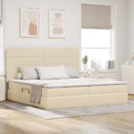 vidaXL Postel s úložným prostorem a matrací Krémová 200 x 200 cm