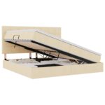 vidaXL Postel s úložným prostorem a matrací Krémová 200 x 200 cm – Obrázok 2