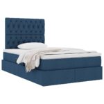 vidaXL Postel s úložným prostorem a matrací Modrá 120 x 190 cm látka – Obrázok 3