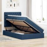 vidaXL Postel s úložným prostorem a matrací Modrá 120 x 190 cm látka – Obrázok 4