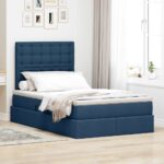 vidaXL Postel s úložným prostorem a matrací Modrá 120 x 190 cm látka