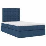 vidaXL Postel s úložným prostorem a matrací Modrá 120 x 190 cm látka – Obrázok 5