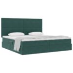 vidaXL Postel s úložným prostorem a matrací Tmavozelená 200 x 200 cm – Obrázok 3