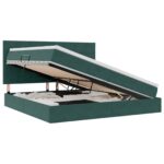 vidaXL Postel s úložným prostorem a matrací Tmavozelená 200 x 200 cm – Obrázok 2