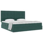 vidaXL Postel s úložným prostorem a matrací Tmavozelená 200 x 200 cm – Obrázok 3