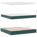 vidaXL Postel s úložným prostorem a matrací Tmavozelená 200 x 200 cm – Obrázok 8