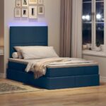 vidaXL LED úložná posteľ s matracom Modrá 120 x 190 cm Látka – Obrázok 5