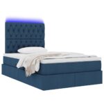 vidaXL LED úložná posteľ s matracom Modrá 120 x 190 cm Látka – Obrázok 3