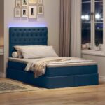 vidaXL LED úložná posteľ s matracom Modrá 120 x 190 cm Látka – Obrázok 5