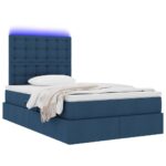 vidaXL LED úložná posteľ s matracom Modrá 120 x 190 cm Látka – Obrázok 3