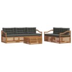 vidaXL Záhradná súprava gaučov s vankúšom 6 pcs Prírodná a antracitová – Obrázok 2