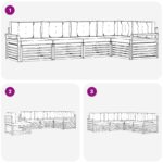 vidaXL Záhradná súprava gaučov s vankúšom 5 pcs Prírodná a krémová – Obrázok 7