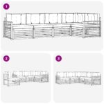 vidaXL Záhradná súprava gaučov s vankúšom 5 pcs Prírodná a béžová – Obrázok 7