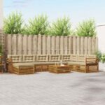 vidaXL Záhradná súprava gaučov s vankúšom 9 pcs Prírodná a béžová